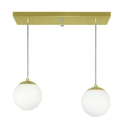 Imagem de Pendente Retangular Duplo Dourado Orby Bolinha Vidro