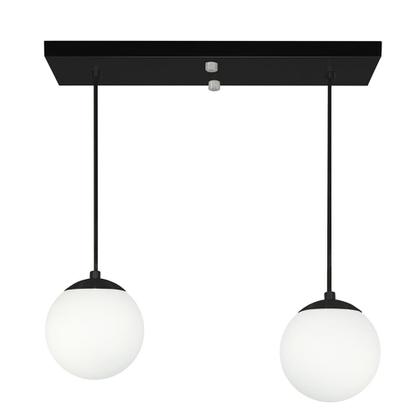 Imagem de Pendente Retangular Duplo Preto Orby Bolinha Vidro