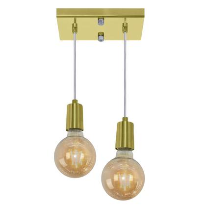 Imagem de Pendente Retangular Duplo Tubo Gourmet Dourado