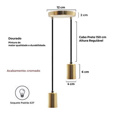 Imagem de Pendente Soquete Copinho E27 Dourado Duplo