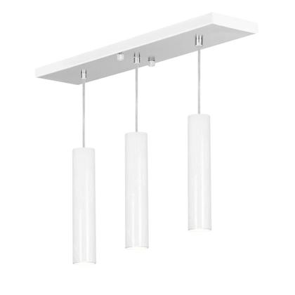 Imagem de Pendente Triplo Tubo Cilindro Branco 40Cm + Led 6k