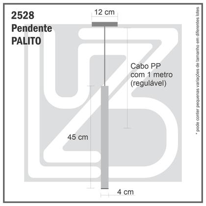 Imagem de Pendente Tubo Palito Moderno 45Cm - Preto + Lampada Led 4W