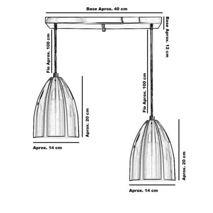 Imagem de Pendente Vegas Duplo Base Retangular Dourado sala quarto