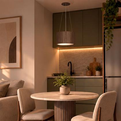 Imagem de Pendente Wood Redondo 25cm - 2 luzes E27 - Imbuia
