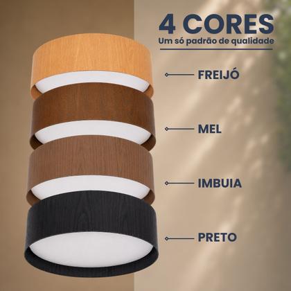 Imagem de Pendente Wood Redondo 25cm - 2 luzes E27 - Imbuia