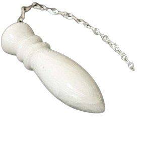 Imagem de Pêndulo Pedra Quartzo Leitoso Natural Lapidação Egípcio 60mm