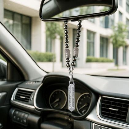 Imagem de Penduricalho Porta Chave Retrovisor de Carro Oração Pai Nosso Paládio Prata