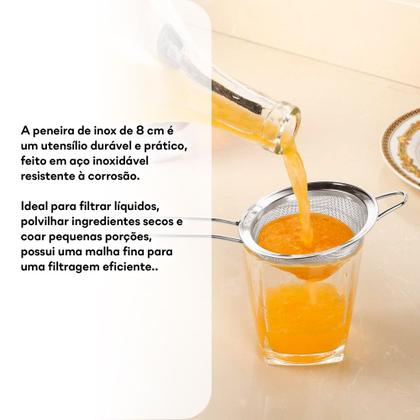 Imagem de Peneira Aço Inox 14cm Multiuso Luxo Suco Farinhas Macarrão