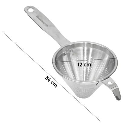 Imagem de Peneira Cônica Chinoy Coador De Óleo 12Cm Inox com Descanso FRG0361 Frigopro
