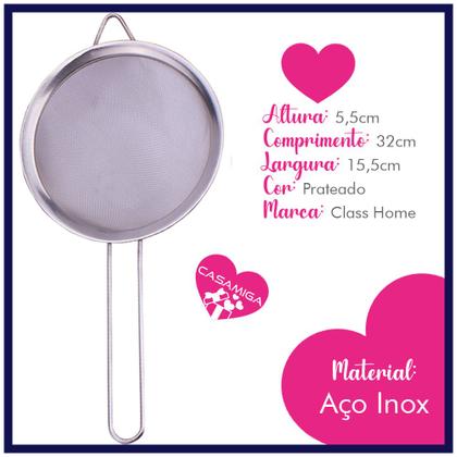 Imagem de Peneira Inox Grande Prateado 16 cm Class Home