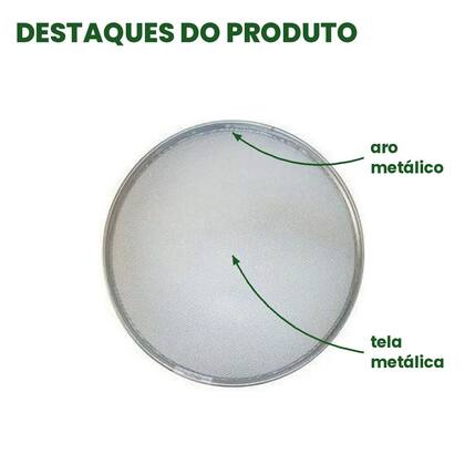 Imagem de Peneira para Feijão Aro Metálico 70 cm Mabelini PENFE70 Reforçada Malha 6
