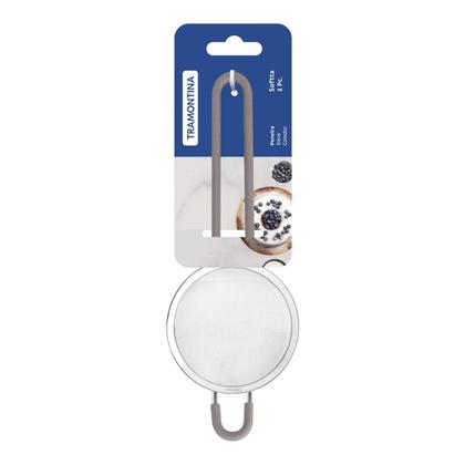 Imagem de Peneira Softta em Aço Inox Com Cabo e Alça em Silicone Cinza 8,8 cm - Tramontina 25860160
