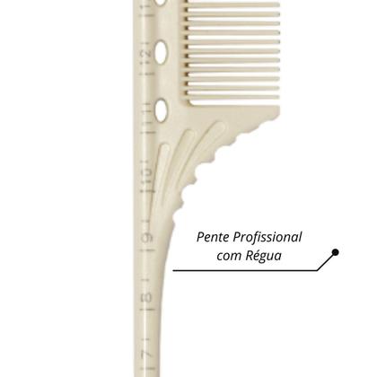 Imagem de Pente Cabelo Com Régua P/ Corte Dente Fino Médio Marco Boni