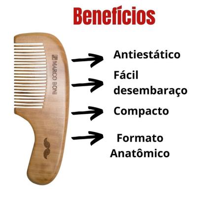 Imagem de Pente De Barba, Cabelo E Bigode - Antiestático E Compacto - Marco Boni