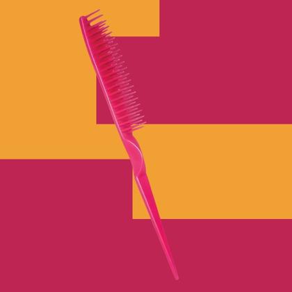 Imagem de Pente de Cabelo Desembaraçador Básico Rosa com Pontas Arredondadas Ricca