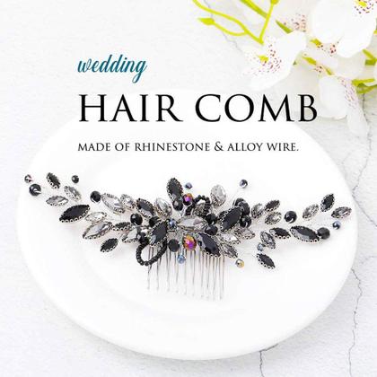 Imagem de Pente de cabelo Unicra Bride Wedding Black Opal Crystal para mulheres