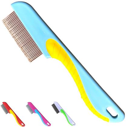 Imagem de Pente Fino Inox P/ Cabelo Piolhos Lêndeas C/ Cabo Crianças (Rosa)