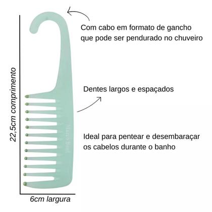 Imagem de Pente Para Banho Dentes Largos Cabo Para Pendurar Marco Boni