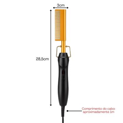 Imagem de Pente Quente Alisa e Modela 2 em 1 Bivolt Aquecimento Potente com 4 Níveis de Temperatura 48W
