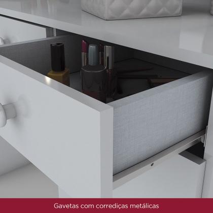 Imagem de Penteadeira 1 Porta 4 Gavetas com Espelho e Led Charme Henn