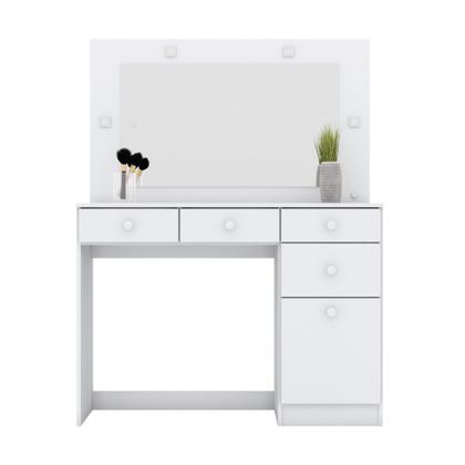 Imagem de Penteadeira 1 Porta 4 Gavetas com Espelho e Led Charme Henn