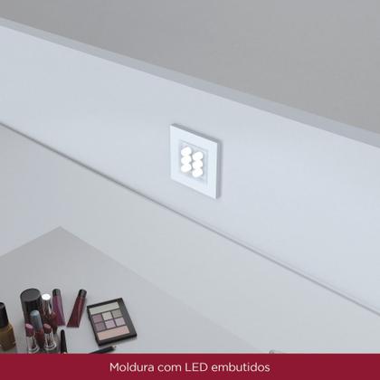 Imagem de Penteadeira 1 Porta 4 Gavetas com Espelho e Led Charme Henn