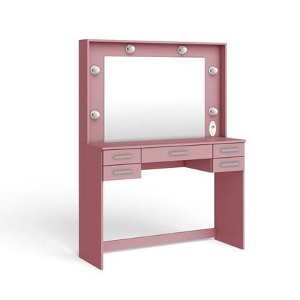 Imagem de Penteadeira 433 com 5 Gavetas e Espelho - Rosa