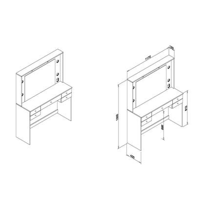 Imagem de Penteadeira 433 com 5 Gavetas e Espelho - Rosa