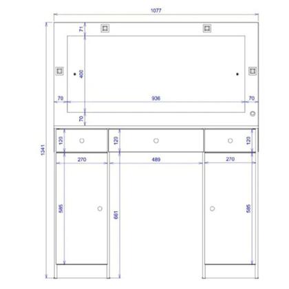 Imagem de Penteadeira Camarim Carisma 2 Portas e 3 Gavetas com Espelho e LED 5950 DemÃ³bile