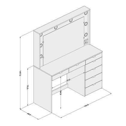 Imagem de Penteadeira Camarim com Espelho 7 Gavetas e Tomada Diamante Yescasa