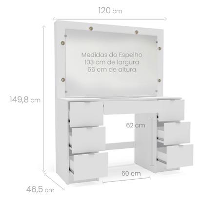 Imagem de Penteadeira Camarim com Espelho 7 Gavetas França