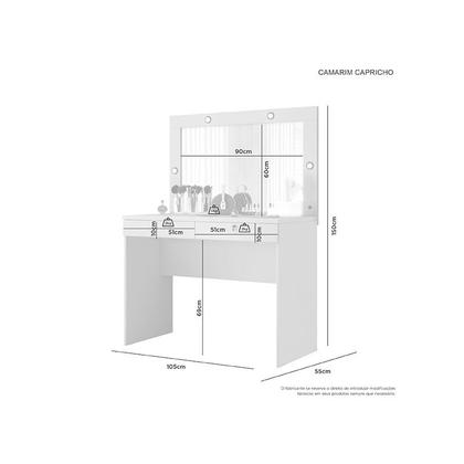 Imagem de Penteadeira Camarim com Espelho Capricho JCM Móveis Branco