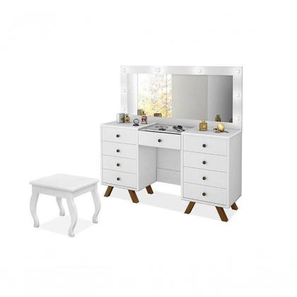 Imagem de Penteadeira Camarim Com Espelho E Banqueta Mila Branco
