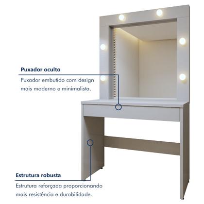Imagem de Penteadeira Camarim com Espelho MDF Requinte Bege/Off White