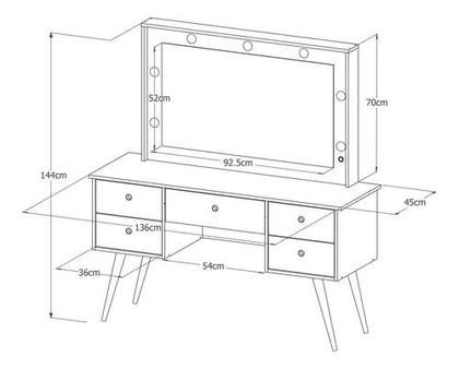 Imagem de Penteadeira Camarim com Led Anaísa Nature - Off White