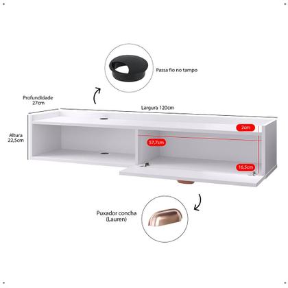 Imagem de Penteadeira Camarim Decor Suspensa Mesa Bancada Cantinho Maquiagem Porta Nicho Decoração Quarto Luxo  RPM