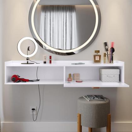 Imagem de Penteadeira Camarim Decor Suspensa Mesa Bancada Cantinho Maquiagem Porta Nicho Decoração Quarto Luxo  RPM