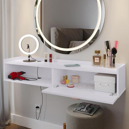 Imagem de Penteadeira Camarim Decor Suspensa Mesa Bancada Cantinho Maquiagem Porta Nicho Decoração Quarto Luxo  RPM