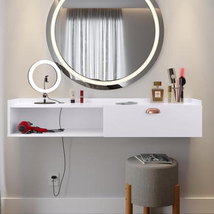 Imagem de Penteadeira Camarim Decor Suspensa Mesa Bancada Cantinho Maquiagem Porta Nicho Decoração Quarto Luxo  RPM