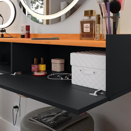 Imagem de Penteadeira Camarim Decor Suspensa Mesa Bancada Cantinho Maquiagem Porta Nicho Decoração Quarto Luxo  RPM