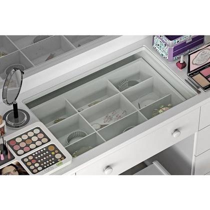 Imagem de Penteadeira Camarim Escrivaninha 9 Gavetas Espelho E Led Com Banqueta Moderna Decorativa