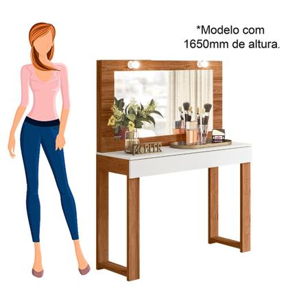 Imagem de Penteadeira Camarim Escrivaninha com Espelho Gala Branco Fosco/Cinamomo Mel - MABE MAGAZINE