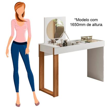 Imagem de Penteadeira Camarim Escrivaninha com Espelho Play Branco Fosco/Cinamomo Mel - MABE MAGAZINE