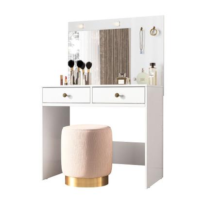 Imagem de Penteadeira Camarim Ideal Com 2 Gavetas Espelho E Led Branco
