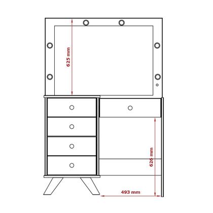 Imagem de Penteadeira Camarim ME Retrô 100% MDF Com Iluminação em LED e 5 Gavetas Cor Off White