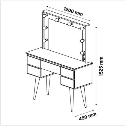 Imagem de Penteadeira Camarim Strass 5 Gavetas com Espelho e LED + Banqueta mdf/mdp Rosa - Incasa