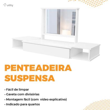 Imagem de Penteadeira Camarim Suspensa Com Espelho 2 Nichos 1 Gaveta