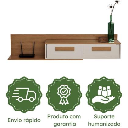 Imagem de Penteadeira Camarim Suspensa Escrivaninha Nicho com 2 Portas Maquiagem e Estudos Bancada com Dobradiças Metálicas Organizador