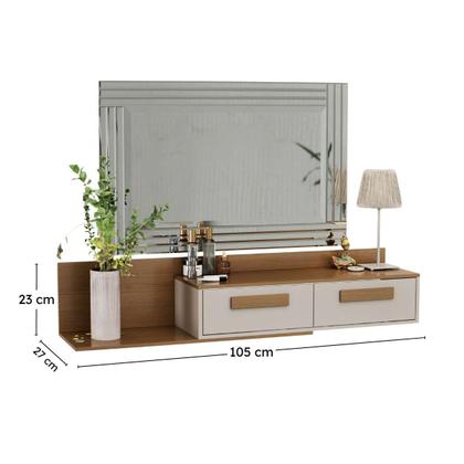 Imagem de Penteadeira Camarim Suspensa Escrivaninha Nicho com 2 Portas Maquiagem e Estudos Bancada com Dobradiças Metálicas Organizador