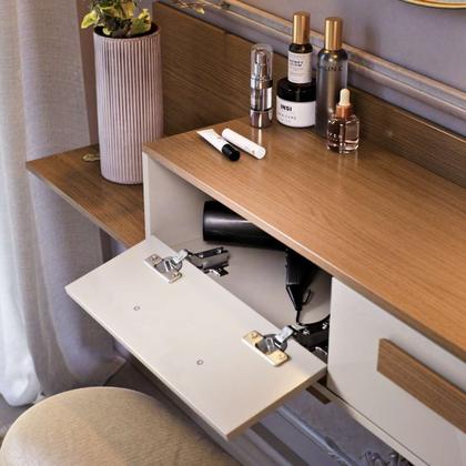 Imagem de Penteadeira Camarim Suspensa Escrivaninha Nicho com 2 Portas Maquiagem e Estudos Bancada com Dobradiças Metálicas Organizador